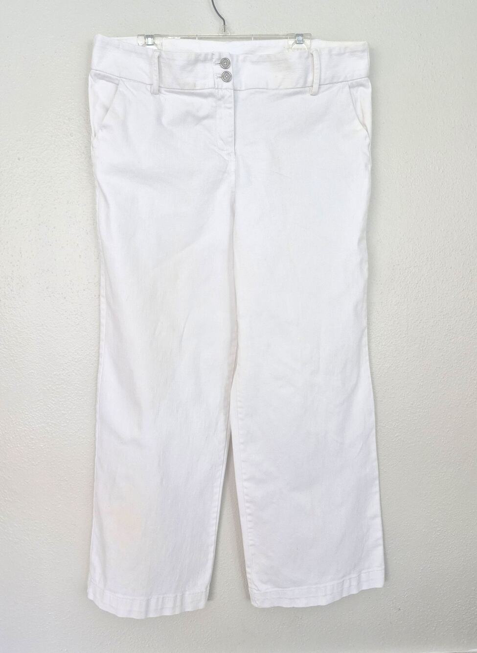 Apostrophe Womens White Denim Pants Size 18 Wide Leg High Rise Pockets Career